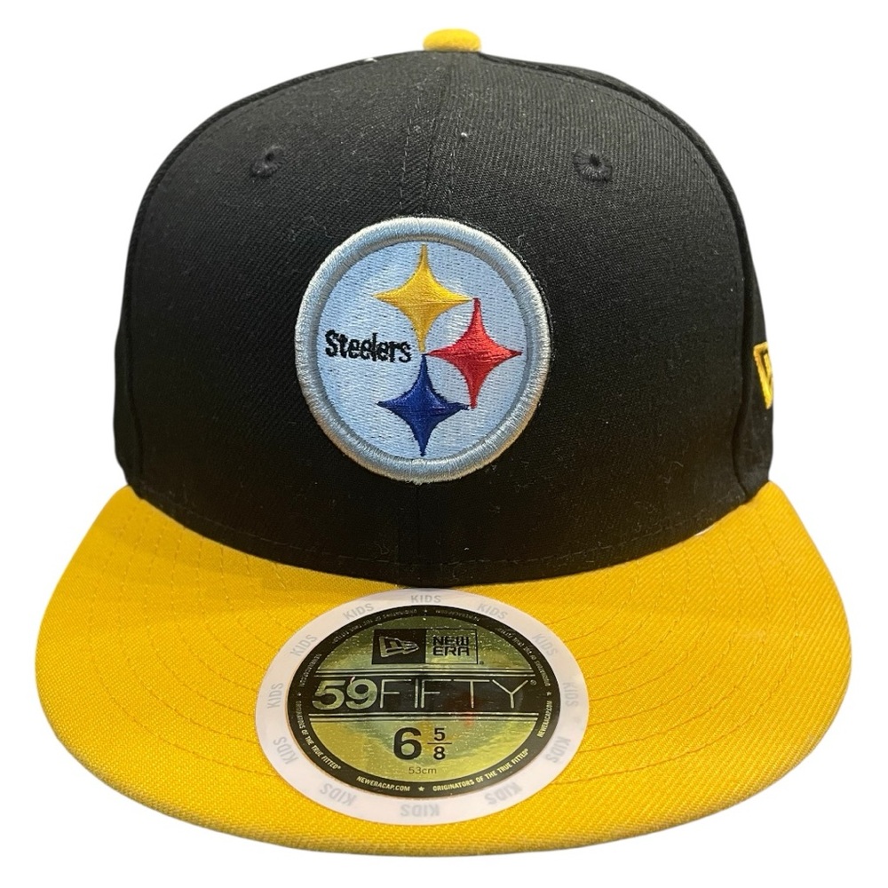 New Era Kids NFL Pittsburgh Steelers Black and Yellow 59FIFTY Cap Size 6 5/8